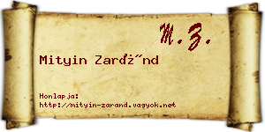 Mityin Zaránd névjegykártya